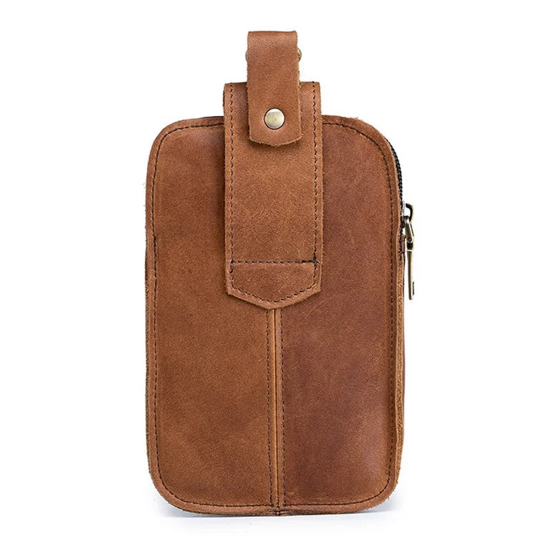 Men’s Leather Belt Pouch - Swivel Clip Two-Pocket Case