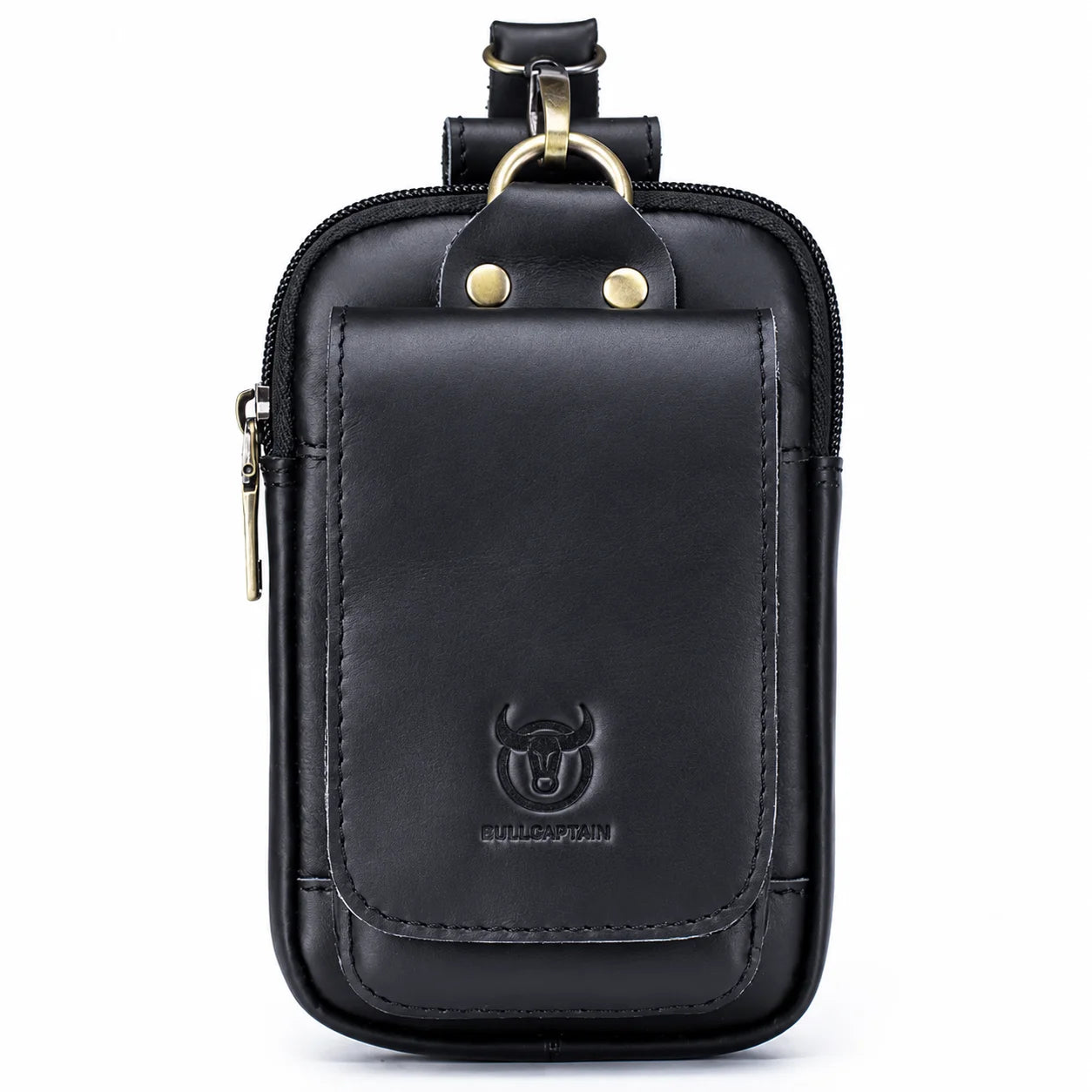 Men’s Leather Belt Pouch - Swivel Clip Two-Pocket Case