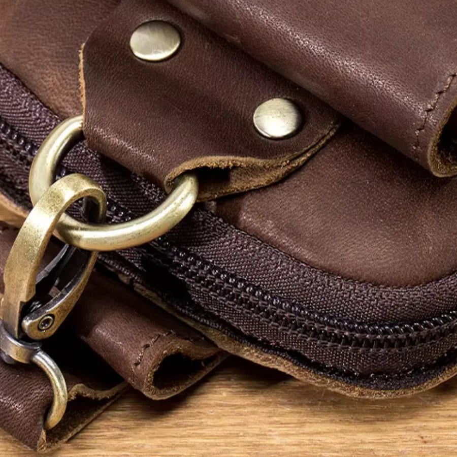 Men’s Leather Belt Pouch - Swivel Clip Two-Pocket Case
