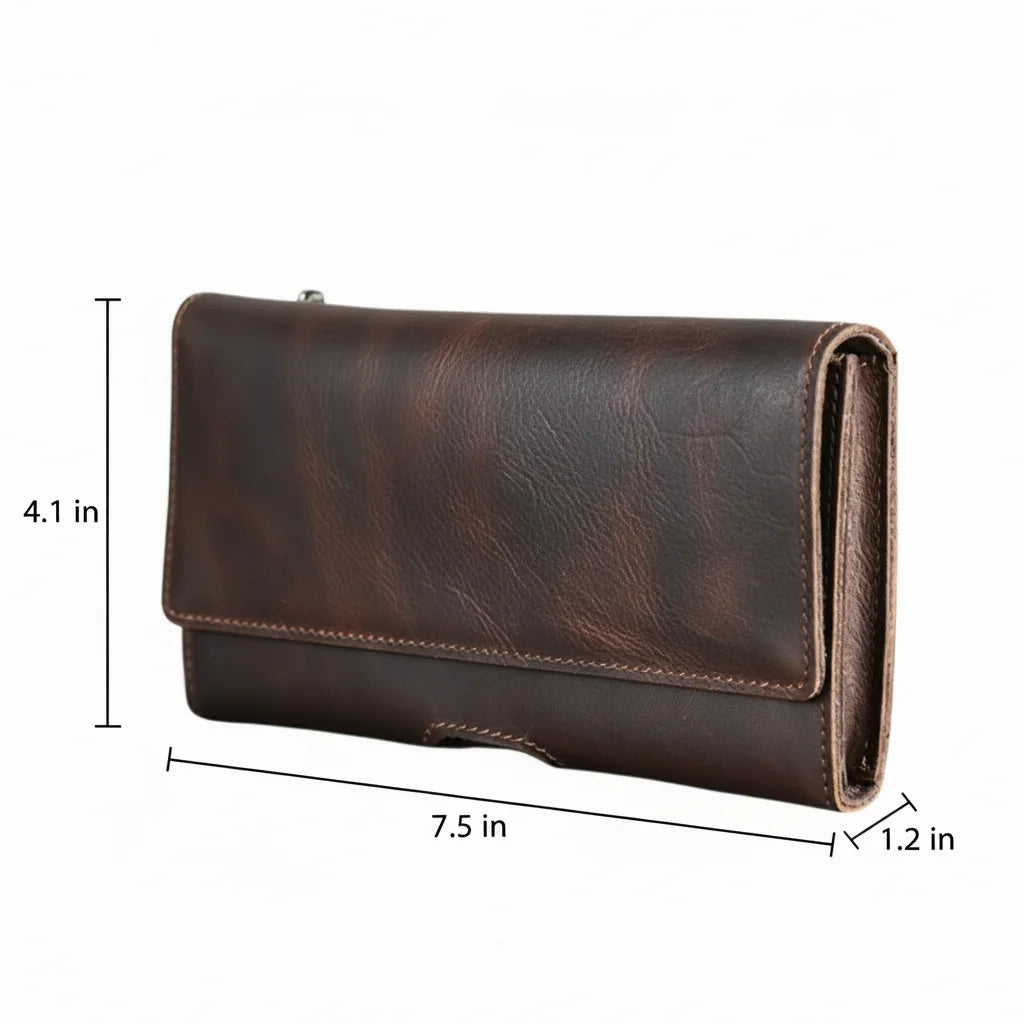 Men’s Leather Belt Pouch - Trifold Phone & Card Organizer
