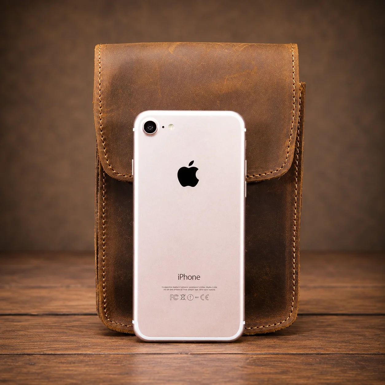 Men’s Leather Belt Pouch - Vertical Buckle Flap Design