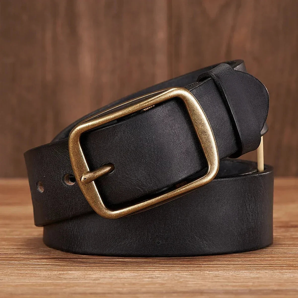 Men’s Leather Belt - Thick 1.5 in Belt with Copper Pin Buckle