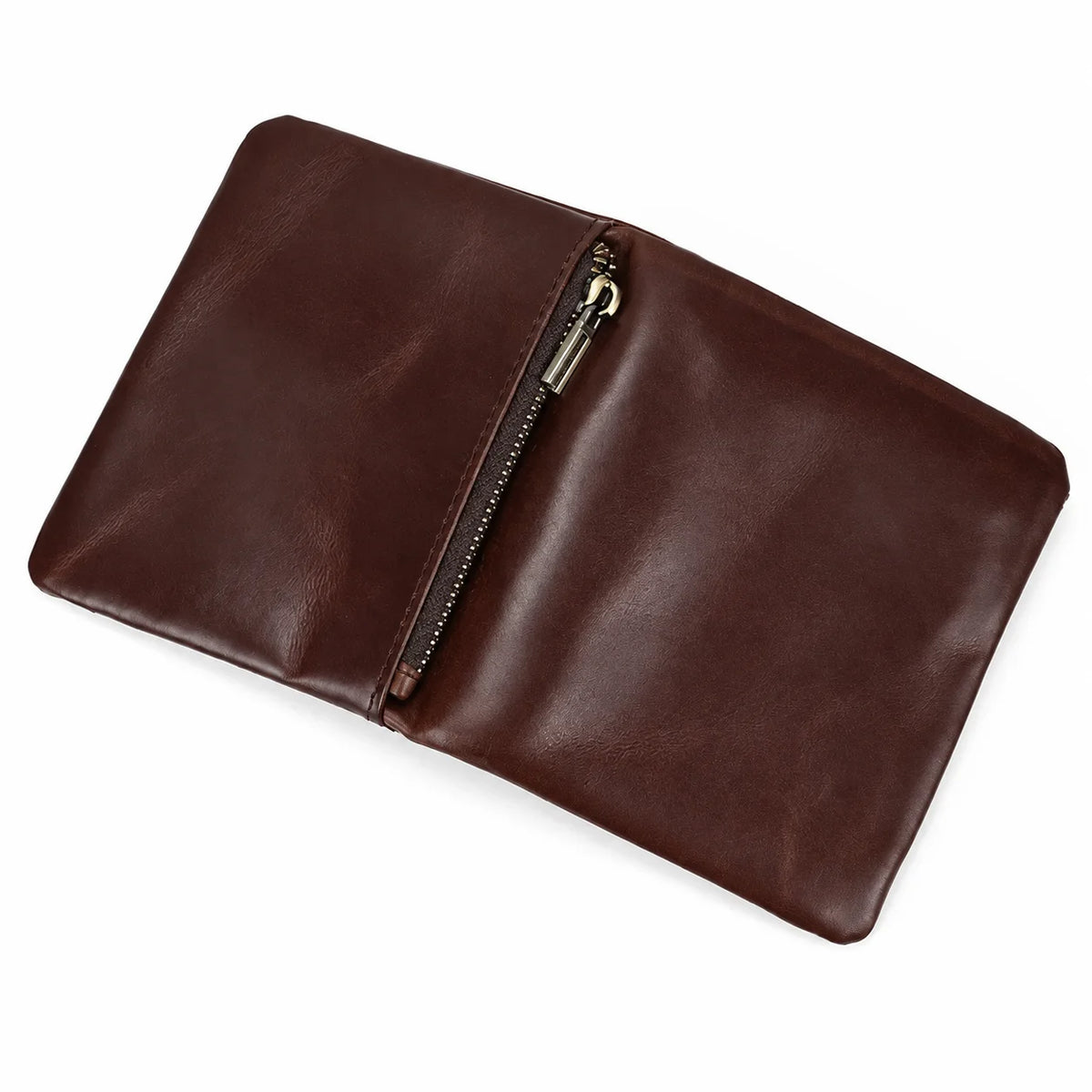 Men’s Leather Bifold Wallet - Zip Pocket Card Holder