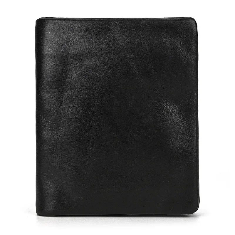 Men’s Leather Bifold Wallet - Zip Pocket Card Holder