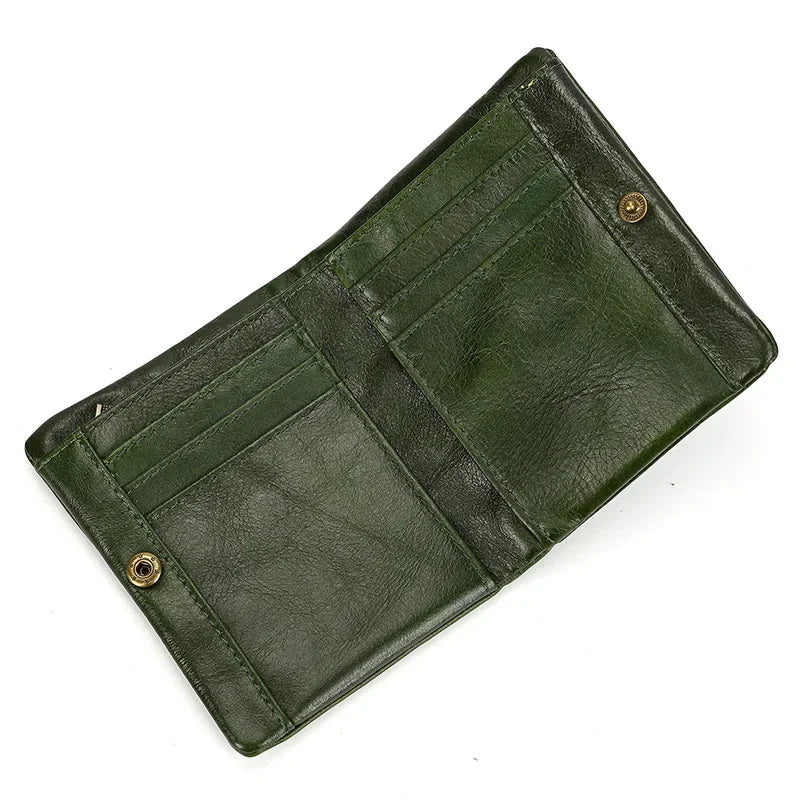 Men’s Leather Bifold Wallet - Zip Pocket Card Holder
