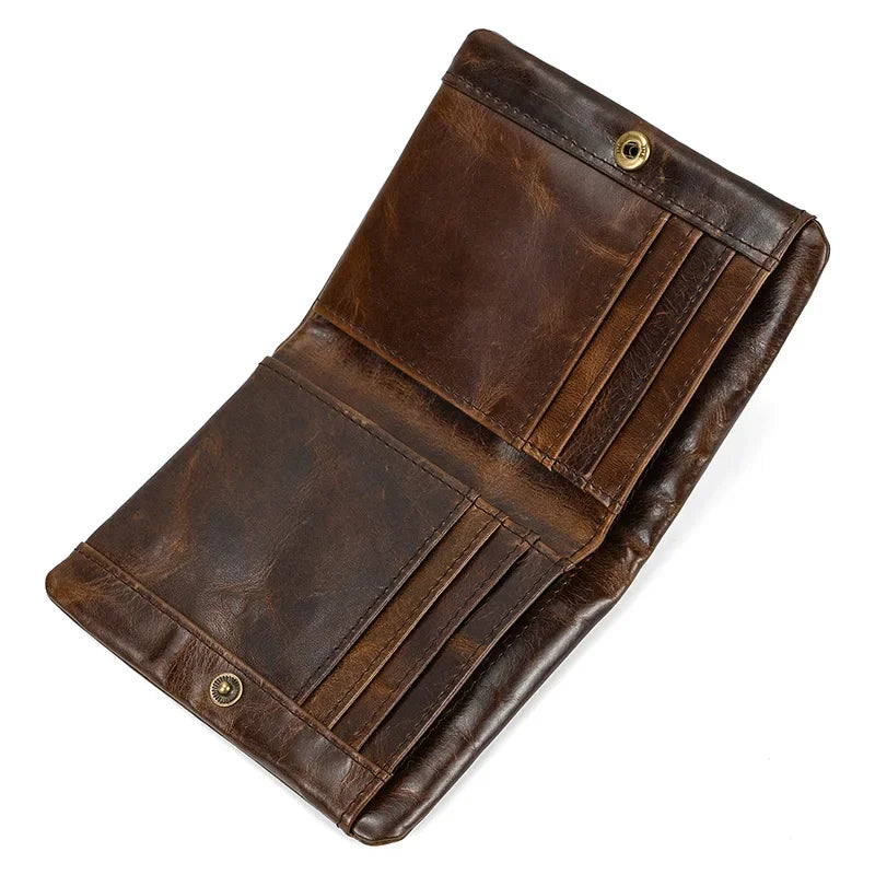 Men’s Leather Bifold Wallet - Zip Pocket Card Holder