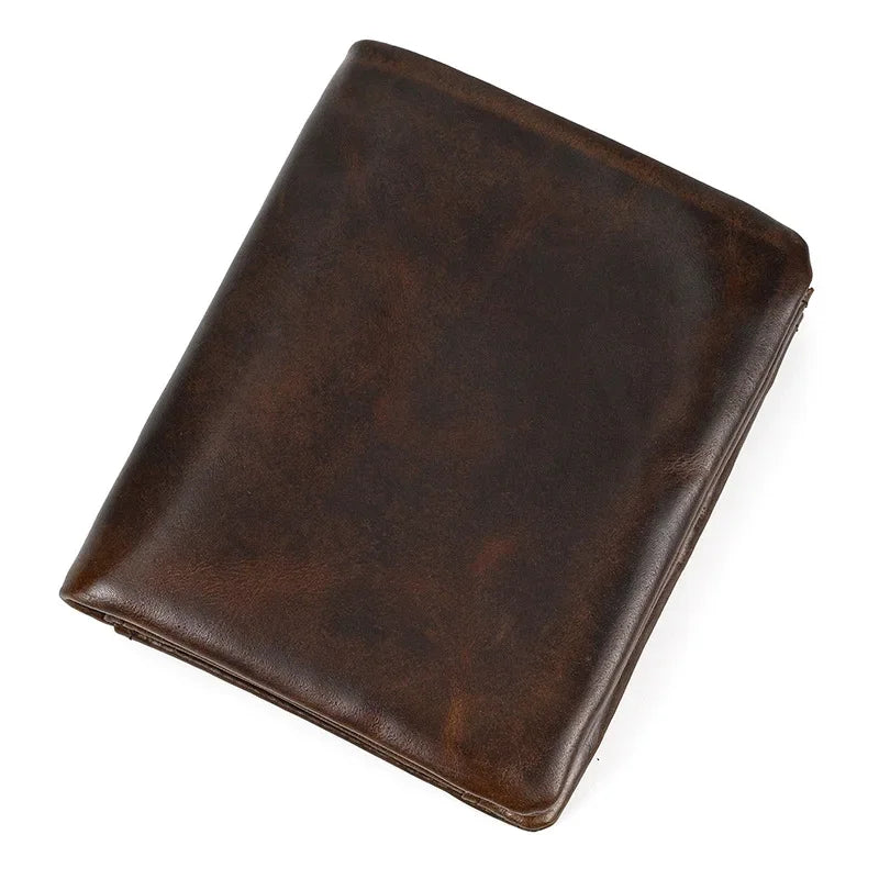 Men’s Leather Bifold Wallet - Zip Pocket Card Holder