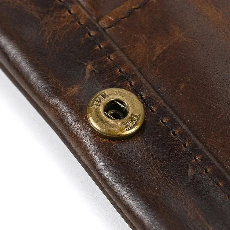 Men’s Leather Bifold Wallet - Zip Pocket Card Holder