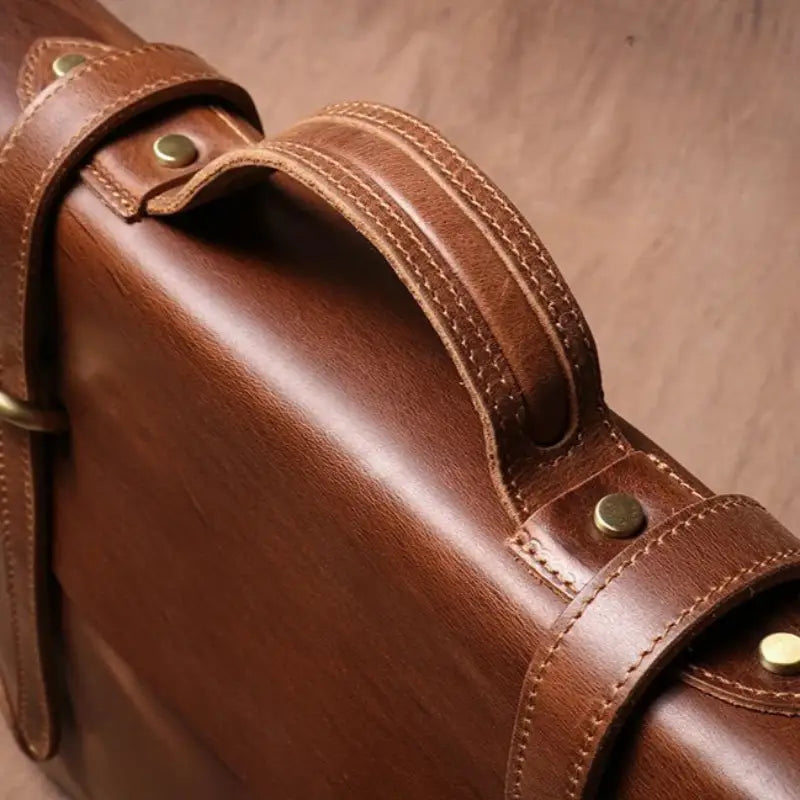 Men’s Leather Briefcase - 15’’ Laptop Flap Work Bag