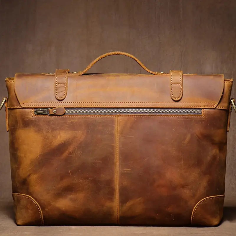 Men’s Leather Briefcase - 15’’ Laptop Flap Work Bag