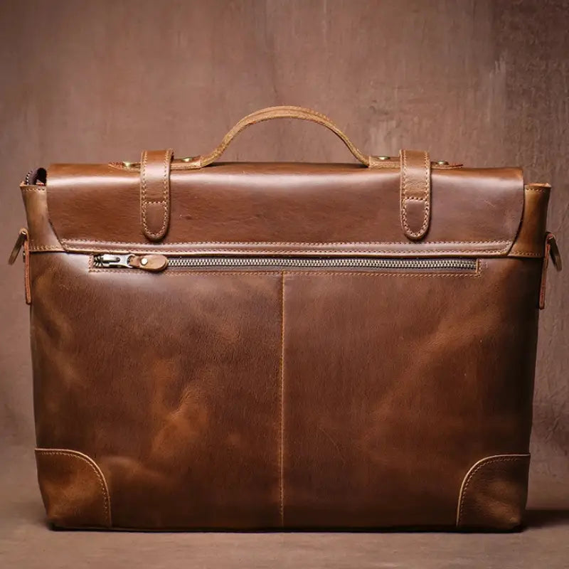Men’s Leather Briefcase - 15’’ Laptop Flap Work Bag