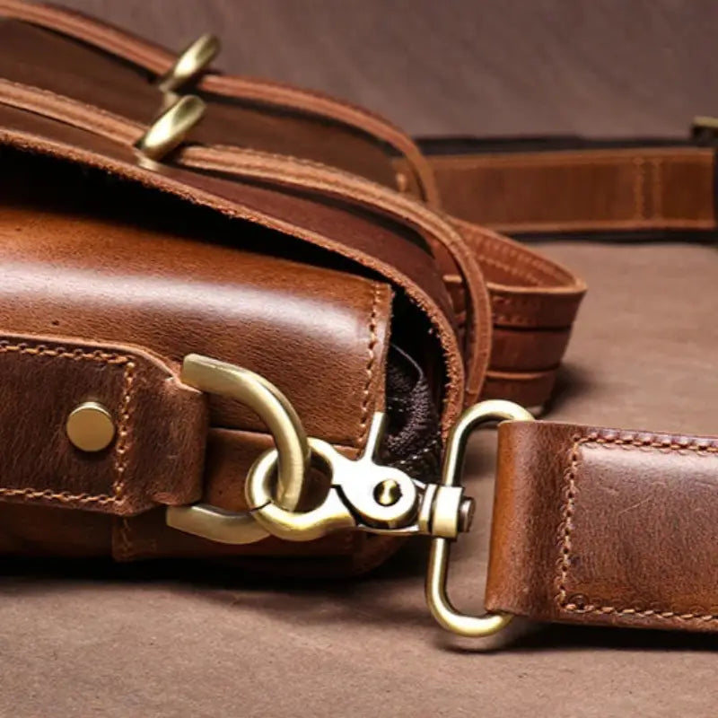 Men’s Leather Briefcase - 15’’ Laptop Flap Work Bag