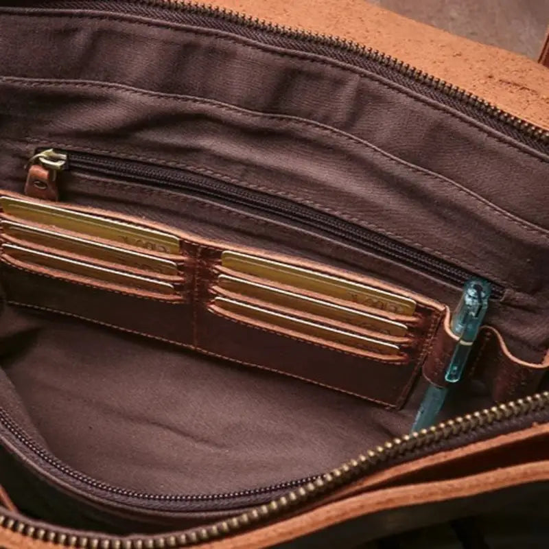 Men’s Leather Briefcase - 15’’ Laptop Flap Work Bag