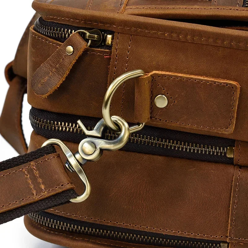 Men’s Leather Briefcase - 3-Compartment Crazy Horse Work Bag