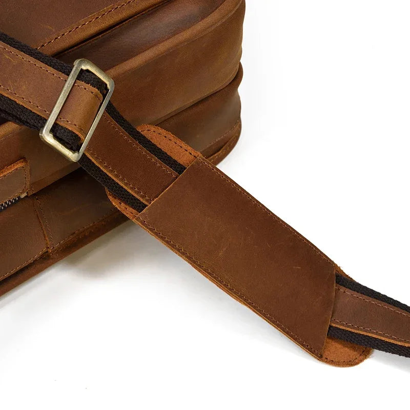 Men’s Leather Briefcase - 3-Compartment Crazy Horse Work Bag