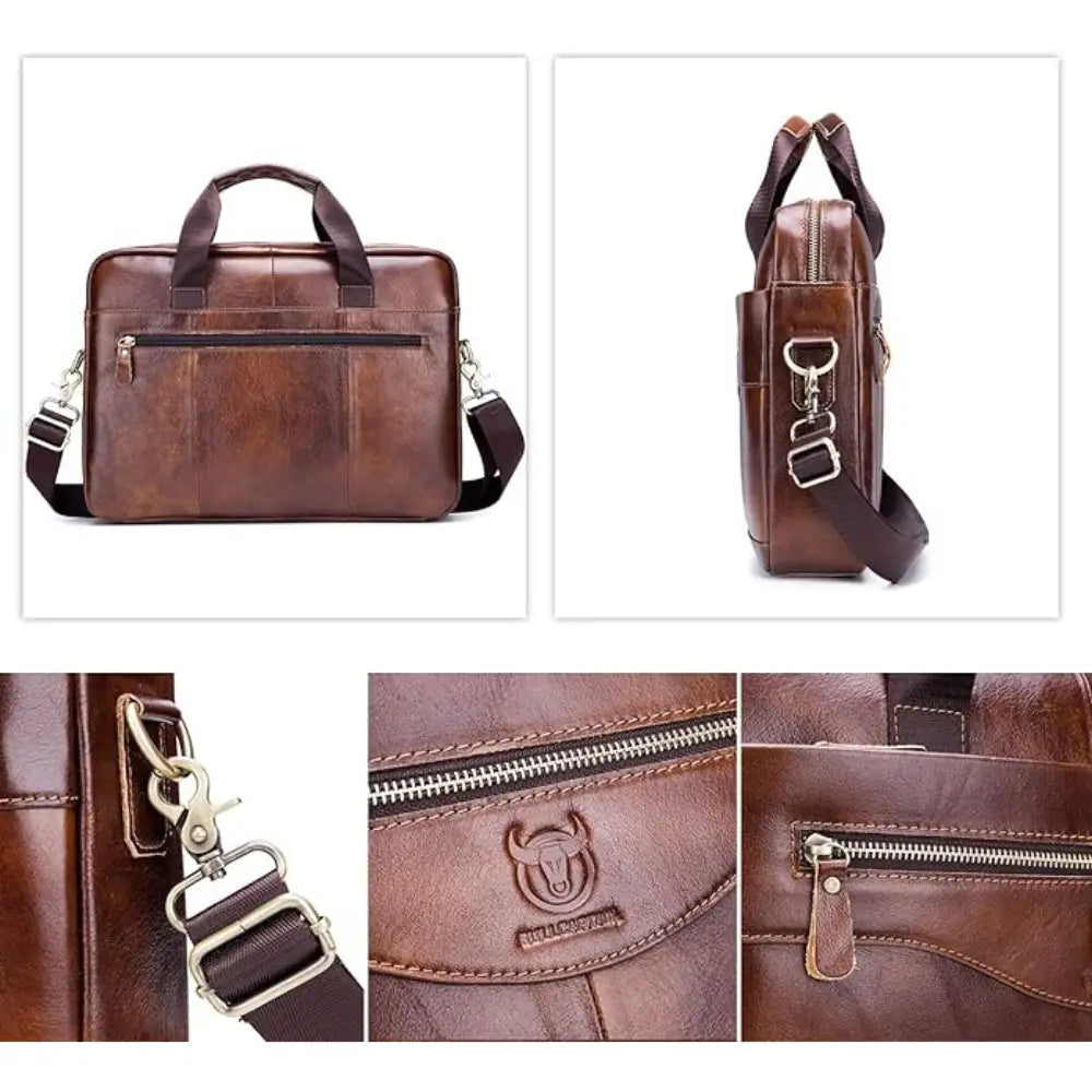 Men’s Leather Briefcase – Professional 15″ Laptop Business Bag