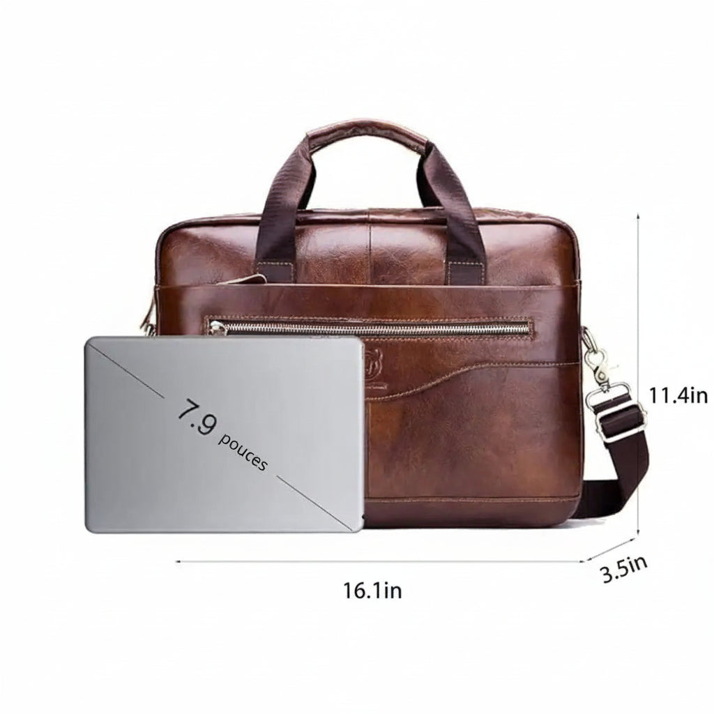 Men’s Leather Briefcase – Professional 15″ Laptop Business Bag
