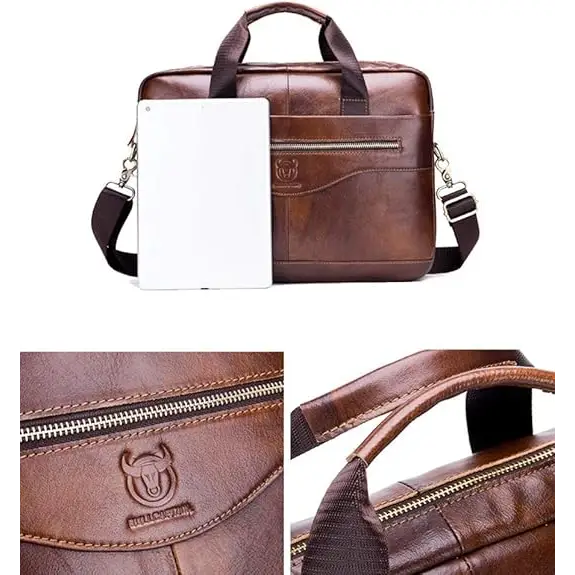 Men’s Leather Briefcase – Professional 15″ Laptop Business Bag