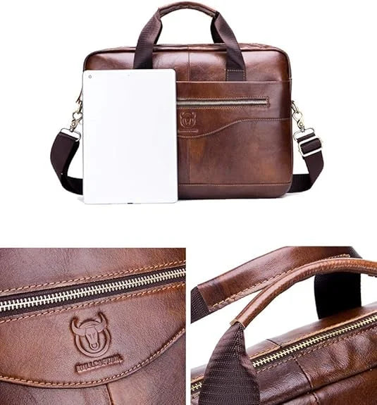 Men’s Leather Briefcase – Professional 15″ Laptop Business Bag