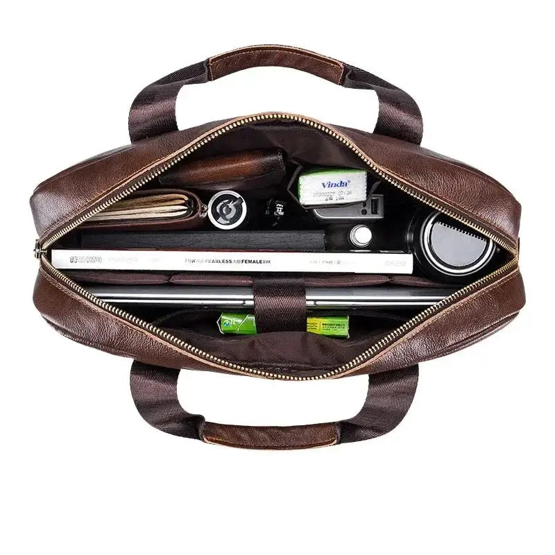 Men’s Leather Briefcase – Professional 15″ Laptop Business Bag