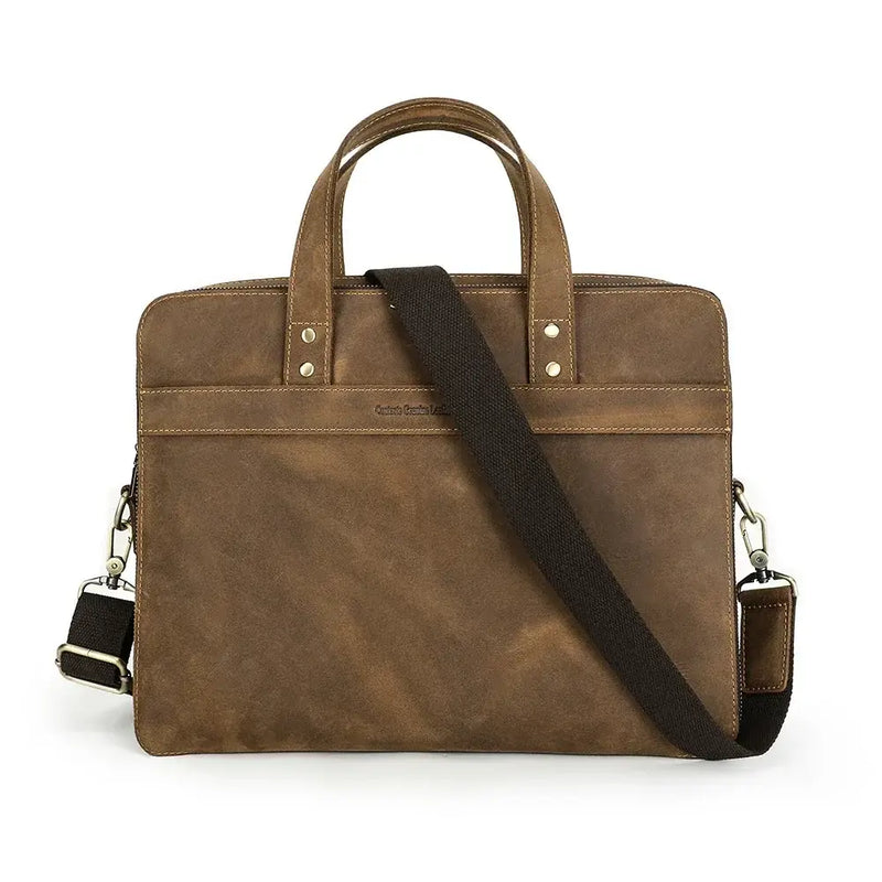 Hartley The Marlowe slim crazy horse leather briefcase, 16 inch laptop bag
