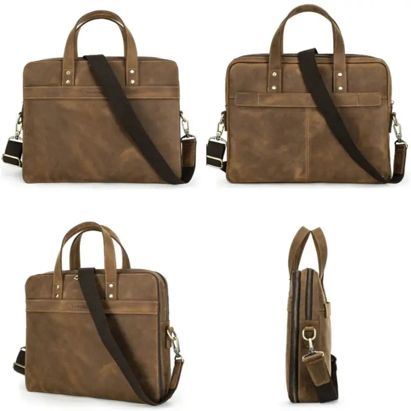 Men’s Leather Briefcase – Slim Crazy Horse 16’’ Laptop Bag