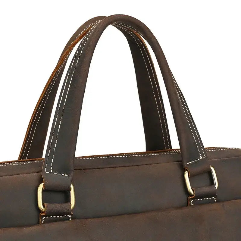 Men’s Leather Briefcase - Slim Full-Grain Work Bag