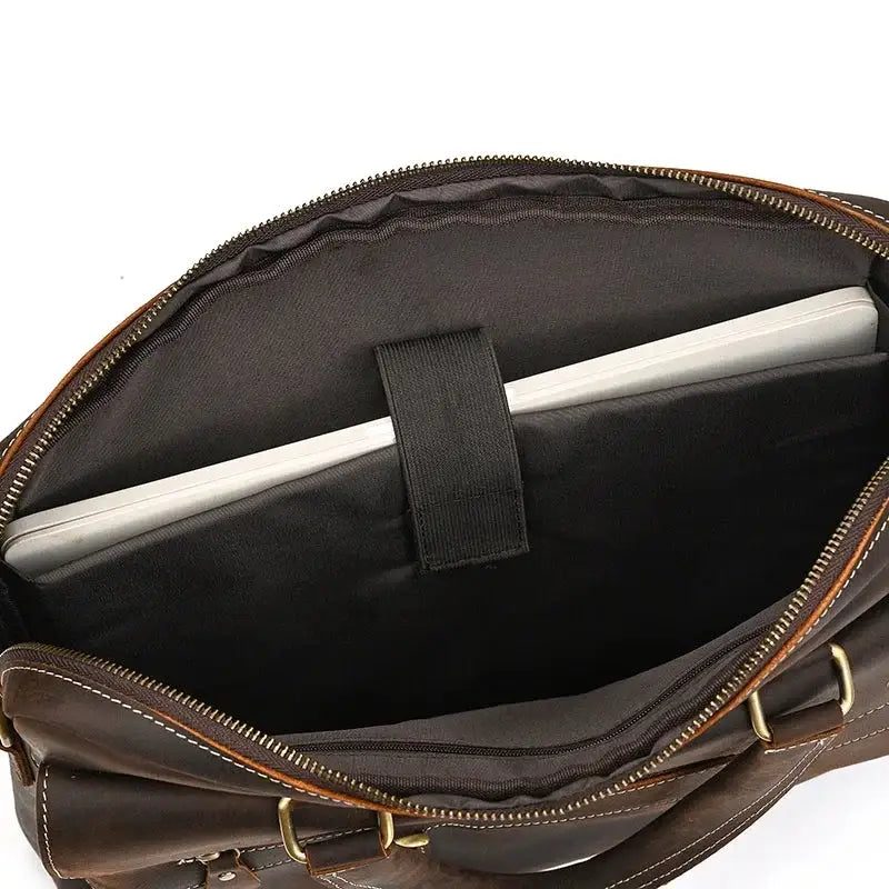 Men’s Leather Briefcase - Slim Full-Grain Work Bag