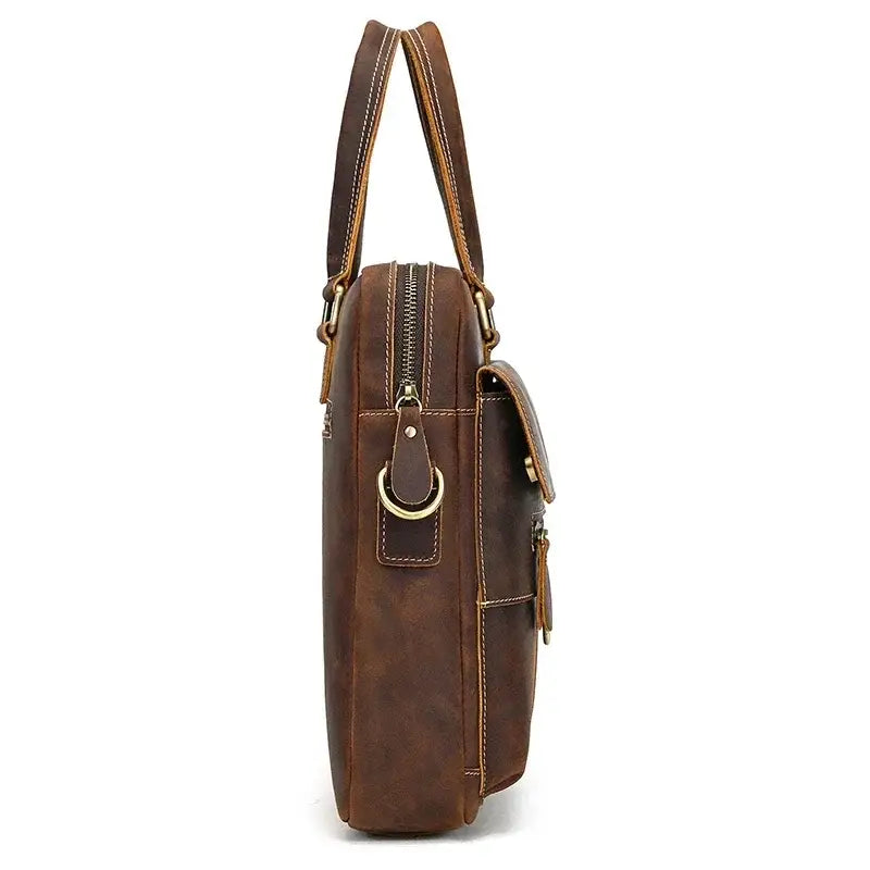 Men’s Leather Briefcase - Slim Full-Grain Work Bag