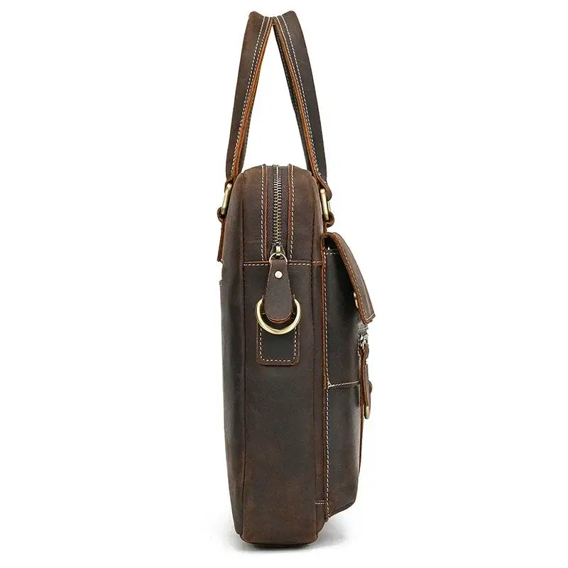 Men’s Leather Briefcase - Slim Full-Grain Work Bag
