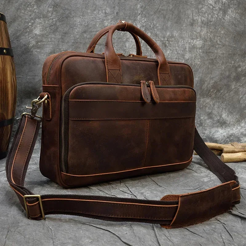 Men’s Leather Briefcase – Structured 15’’ Work Bag