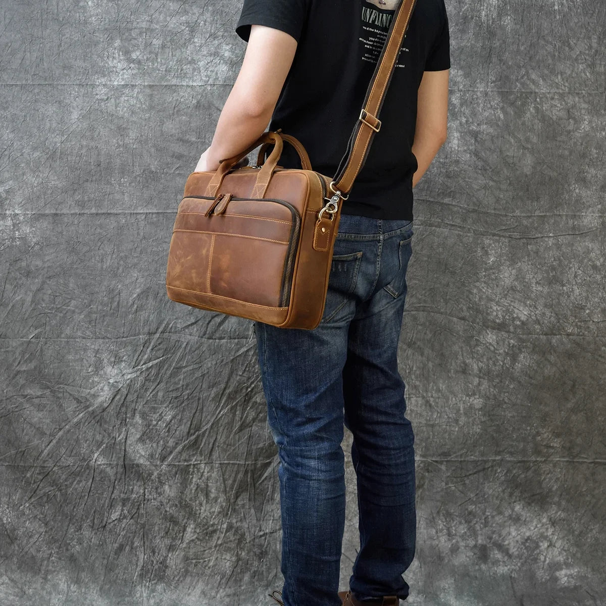 Men’s Leather Briefcase – Structured 15’’ Work Bag