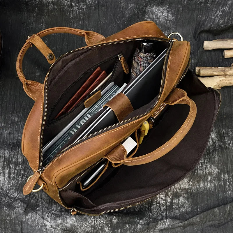 Men’s Leather Briefcase – Structured 15’’ Work Bag