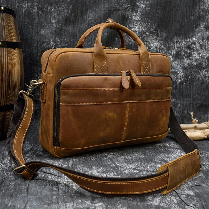 Men’s Leather Briefcase – Structured 15’’ Work Bag