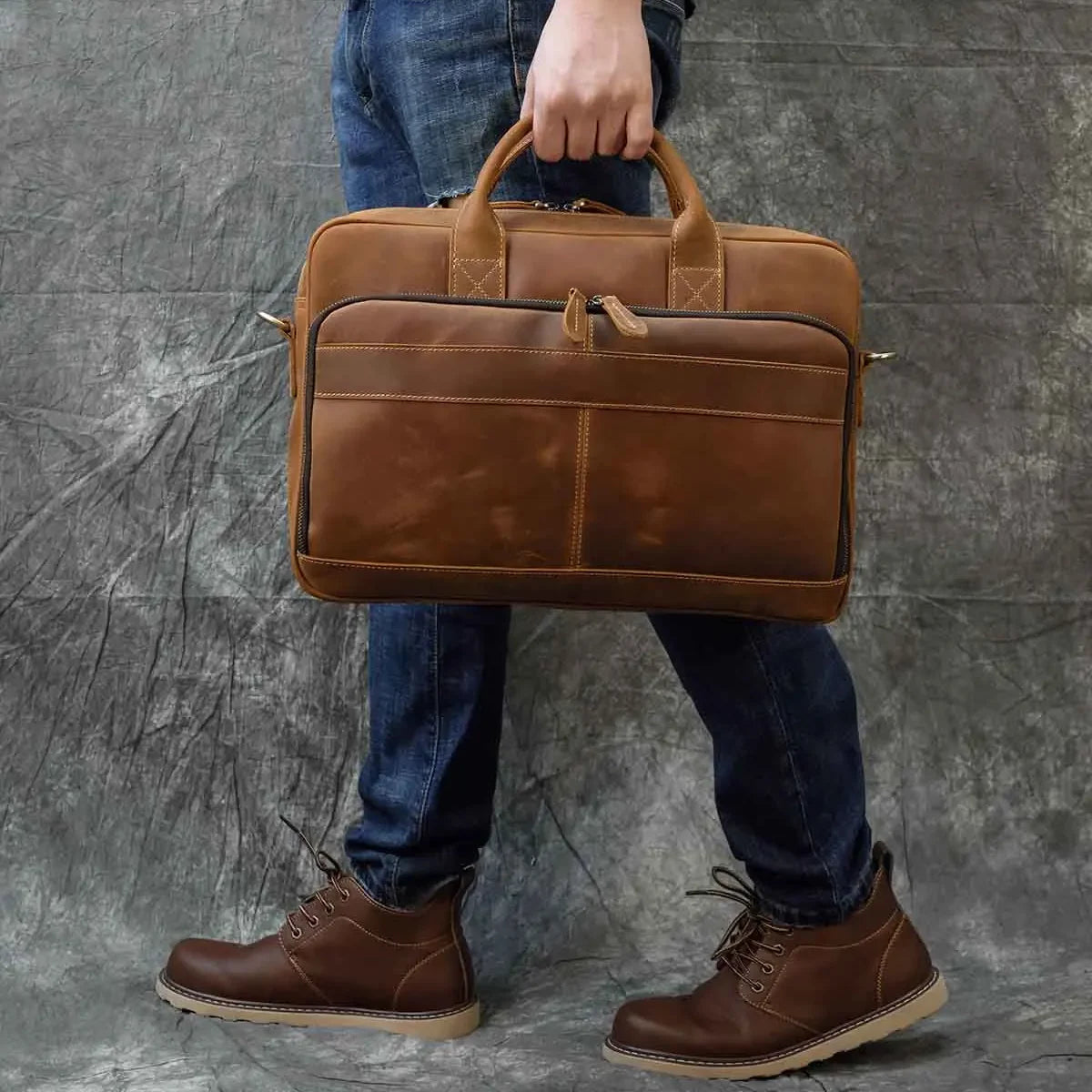Men’s Leather Briefcase – Structured 15’’ Work Bag