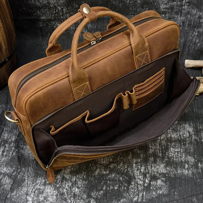 Men’s Leather Briefcase – Structured 15’’ Work Bag