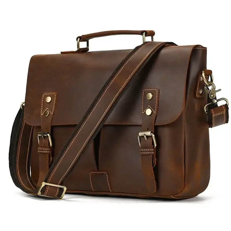Men’s Leather Briefcase – Structured Business Bag for Professionals - Brown