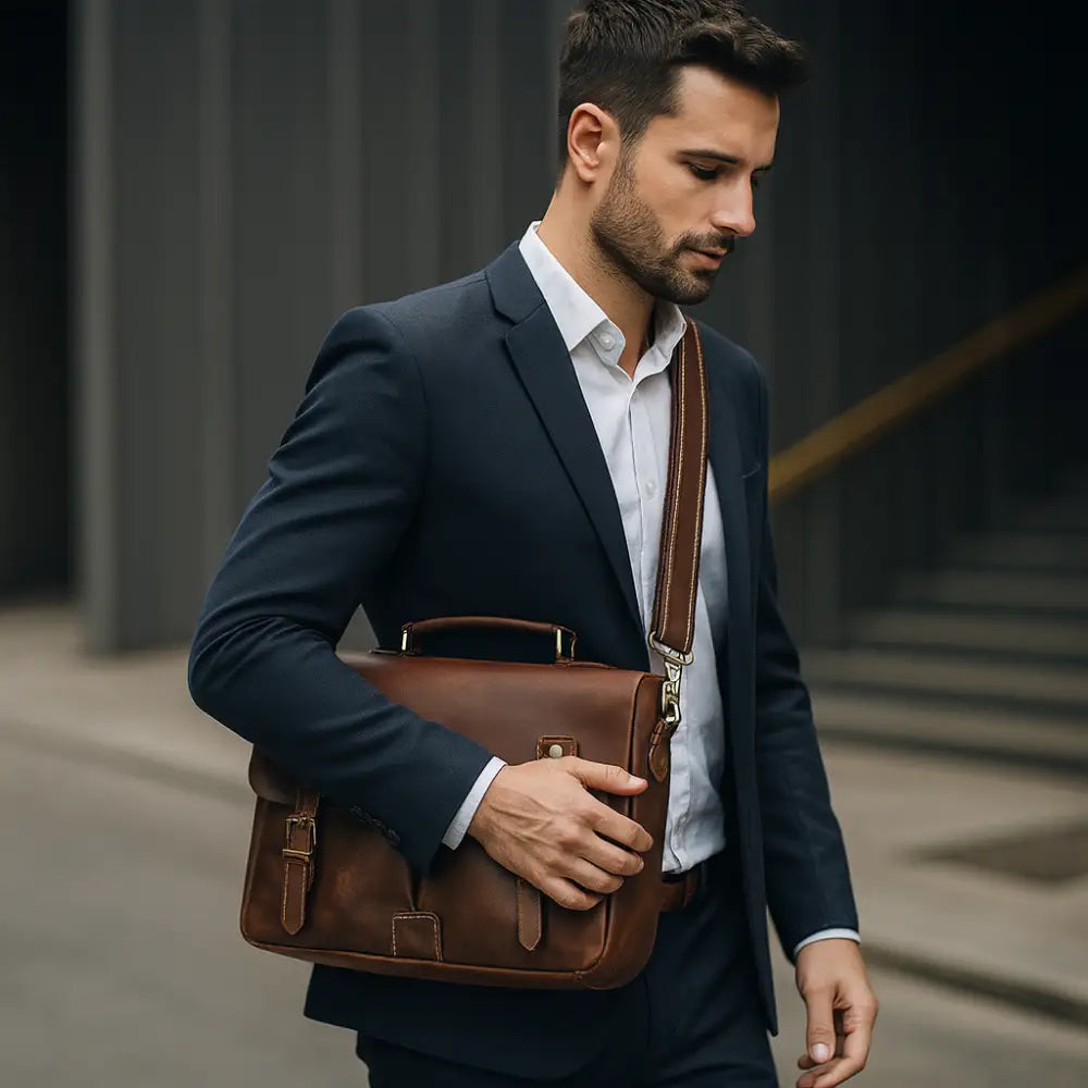 Men’s Leather Briefcase – Structured Business Bag for Professionals