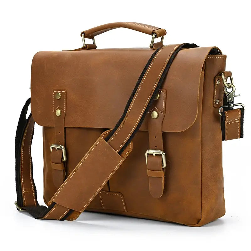 Men’s Leather Briefcase – Structured Business Bag for Professionals - Camel