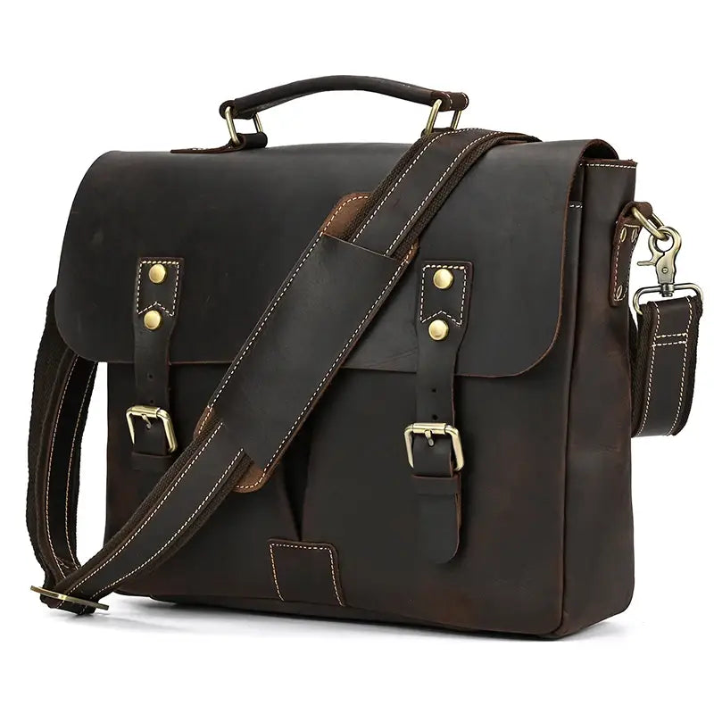 Men’s Leather Briefcase – Structured Business Bag for Professionals - Dark brown