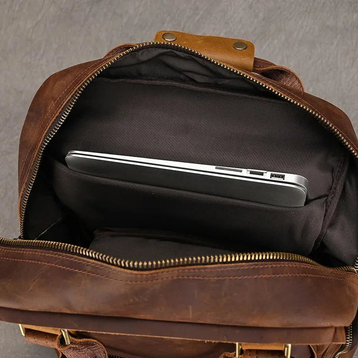 Men’s Leather Camera Backpack - Crazy Horse DSLR & Laptop Bag