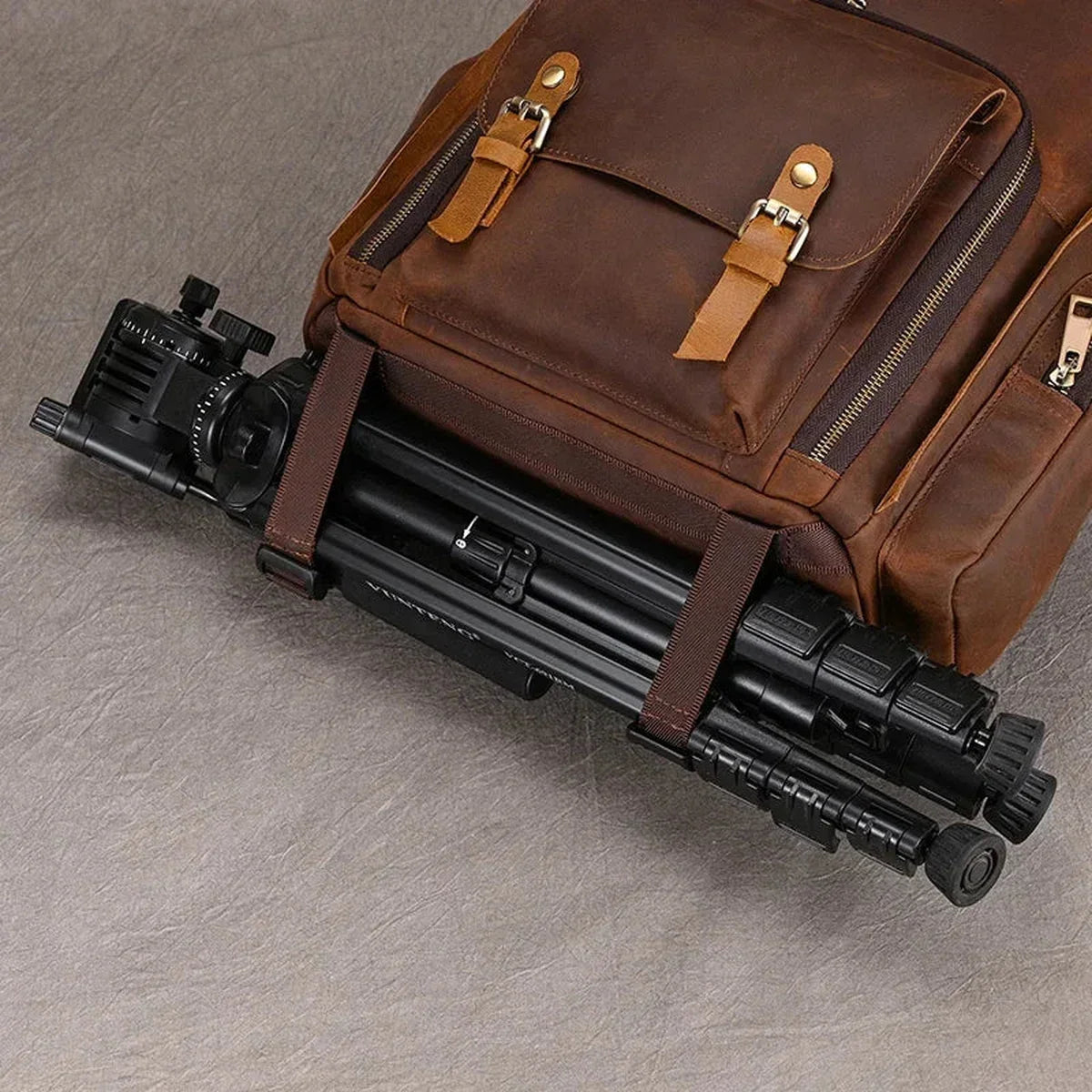 Men’s Leather Camera Backpack - Crazy Horse DSLR & Laptop Bag