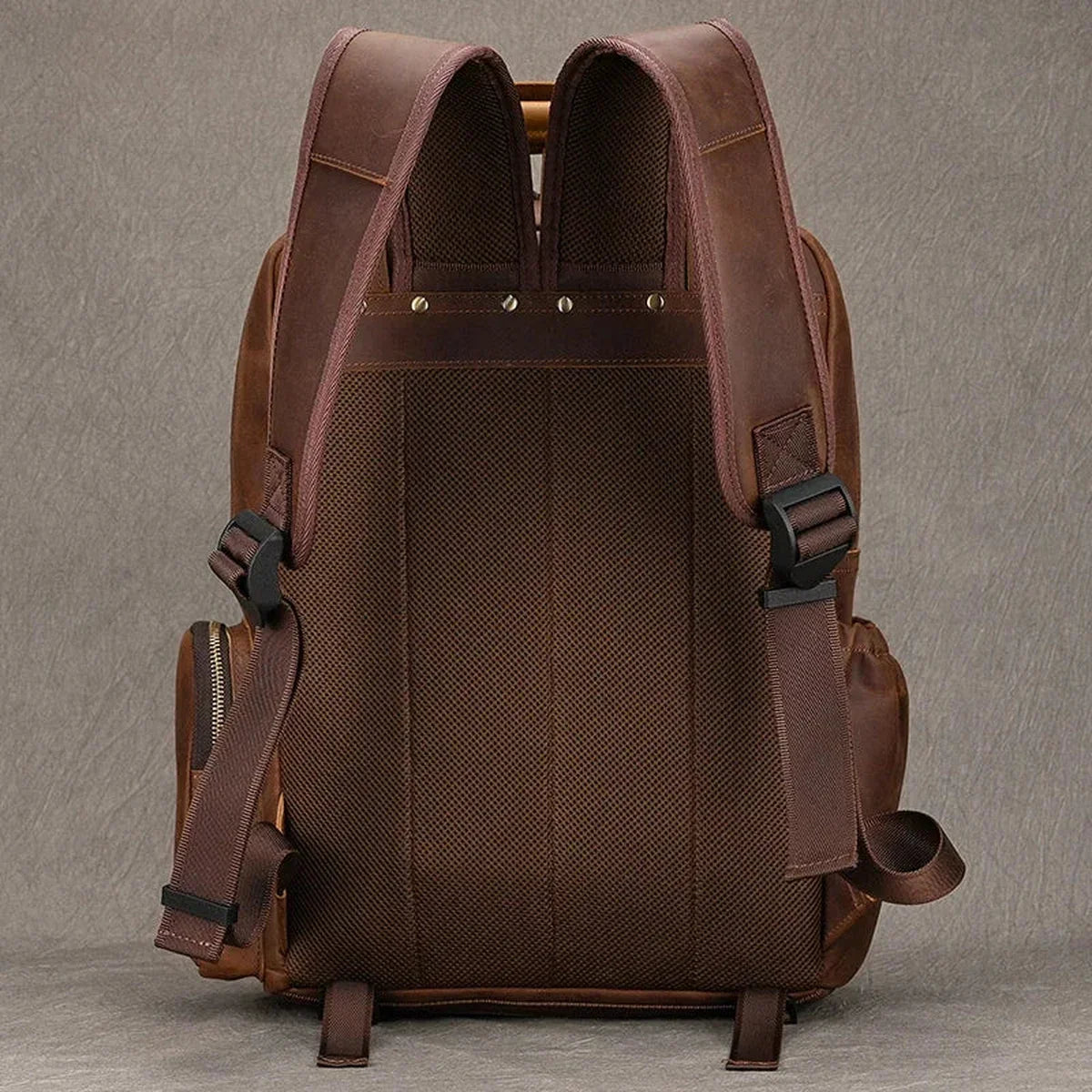 Men’s Leather Camera Backpack - Crazy Horse DSLR & Laptop Bag