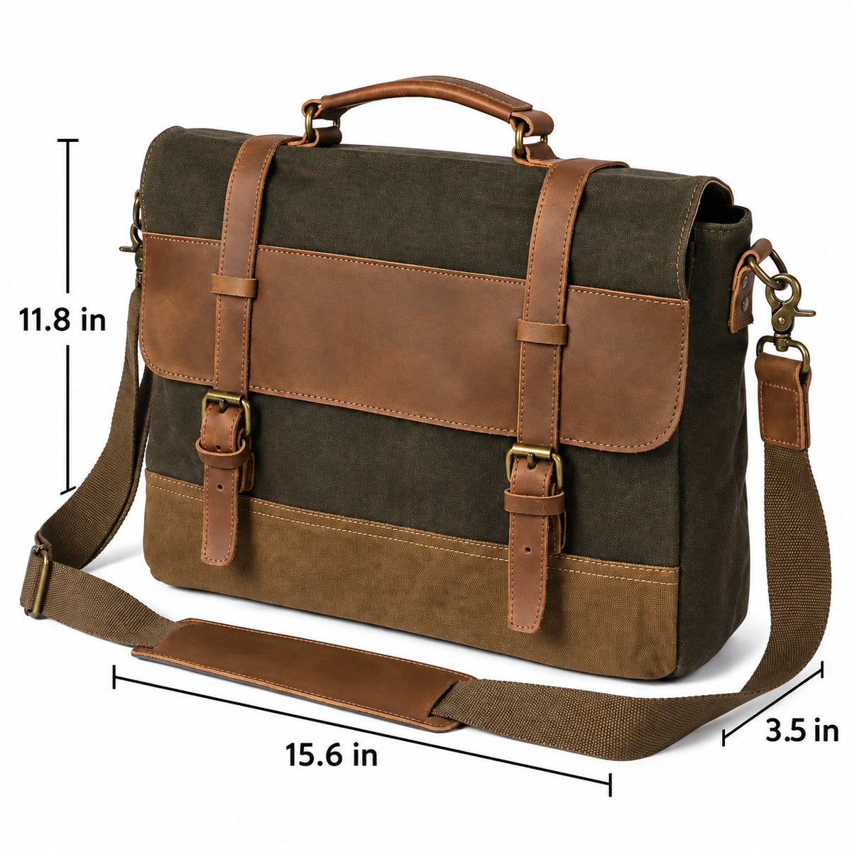 Men’s Leather Canvas Messenger Bag – Vintage Laptop Carry