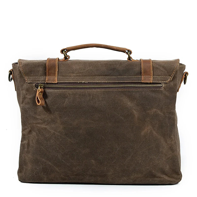 Men’s Leather Canvas Messenger Bag – Vintage Laptop Carry
