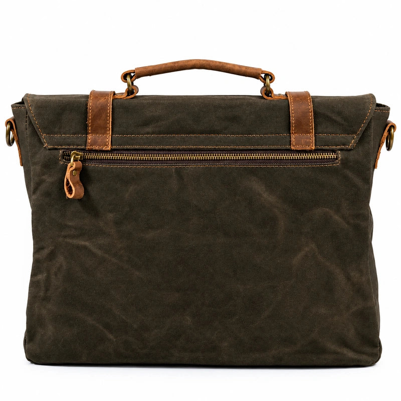 Men’s Leather Canvas Messenger Bag – Vintage Laptop Carry
