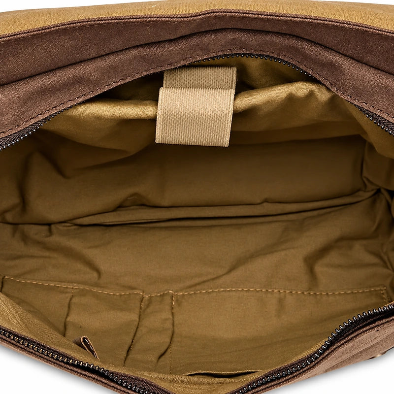 Men’s Leather Canvas Messenger Bag – Vintage Laptop Carry
