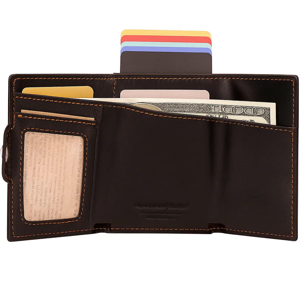 Men’s Leather Card Holder - RFID Wallet with Coin Pocket