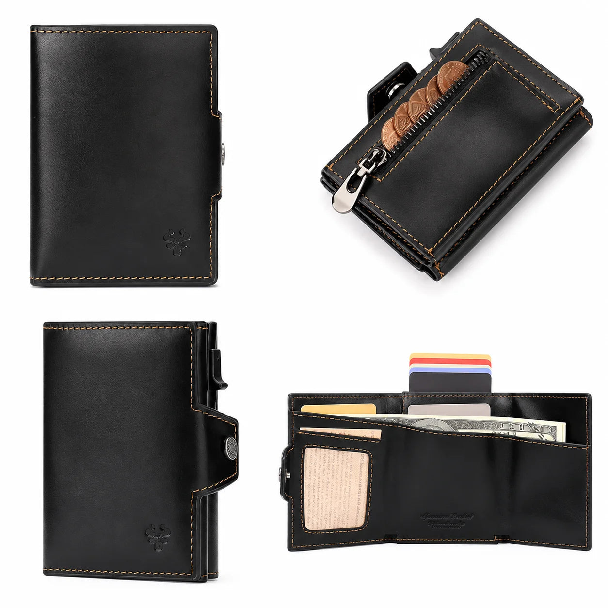 Men’s Leather Card Holder - RFID Wallet with Coin Pocket