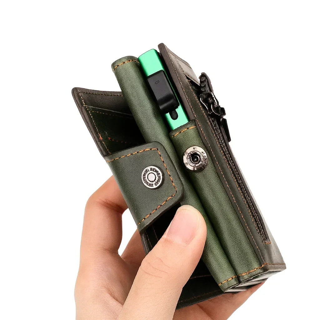 Men’s Leather Card Holder - RFID Wallet with Coin Pocket
